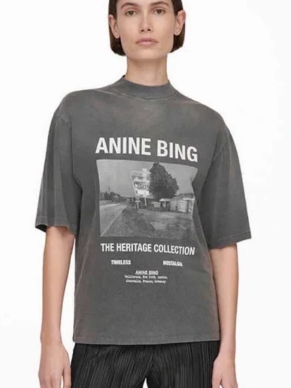Anine Bing Motel Tee in Washed Grey Size S